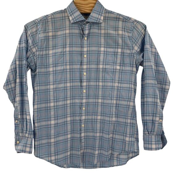 Peter Millar Large Blue Pink Check Plaid Long Sleeve Button Up Shirt - Picture 4 of 5